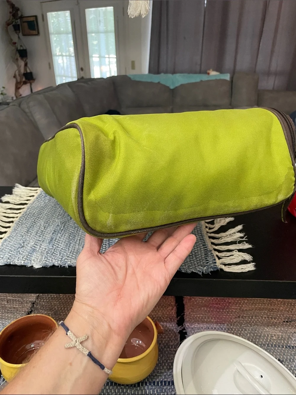 Rachael Ray Lime Green Striped Carry Case